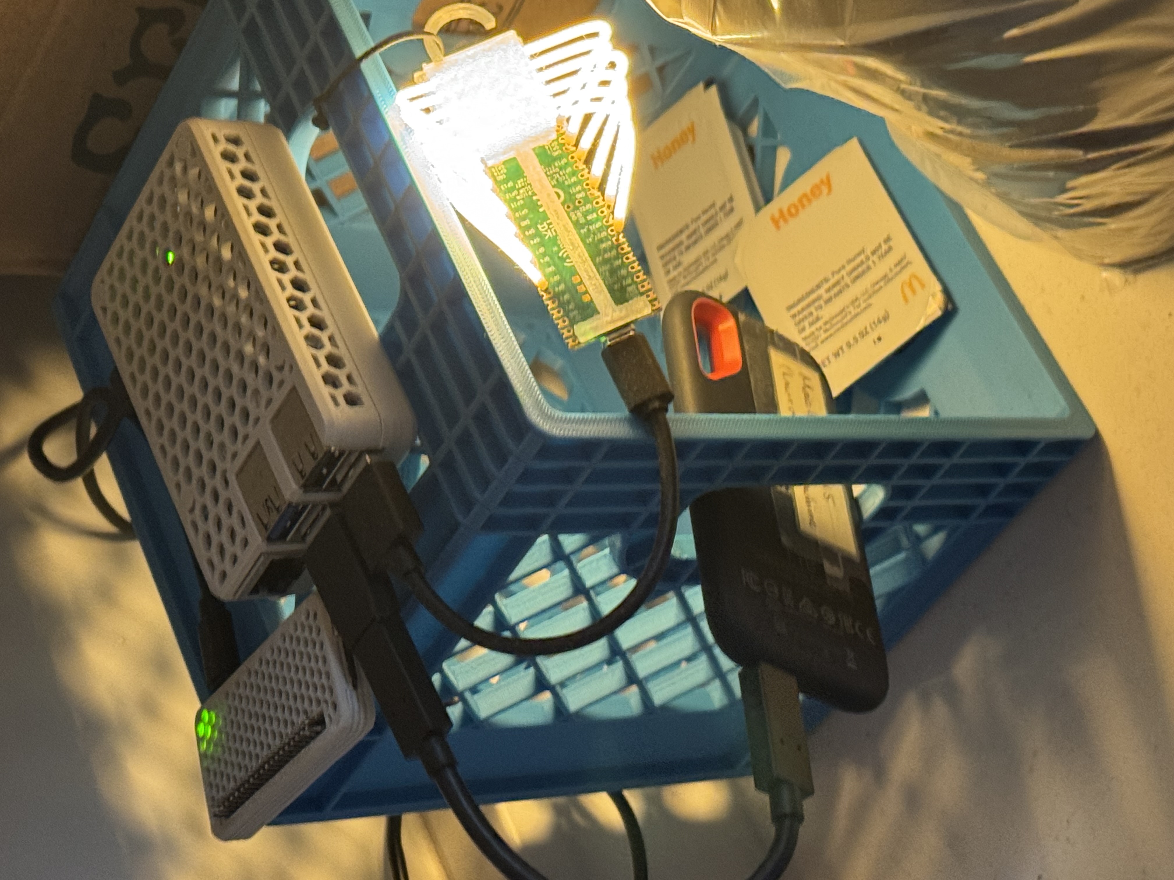 Kitchen home server rack with a Raspberry Pi 5 running my apps